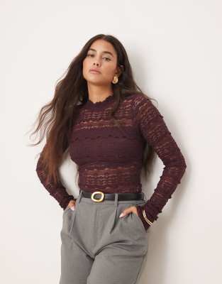 Free People angelina lace bodysuit in wine - view 1
