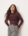 [Free People] Free People Angelina lace bodysuit in wine-Red S Wine