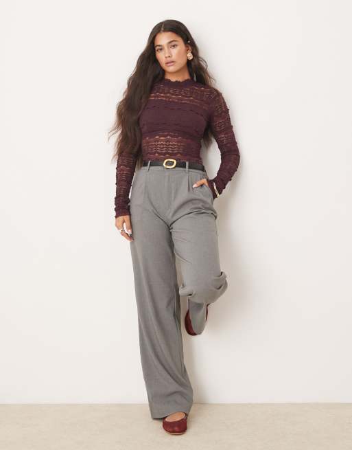 Free People Angelina lace bodysuit in wine, 3 of 4