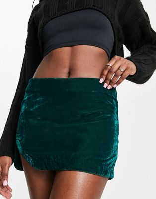Free People annalise super mini skirt in deep teal-Green