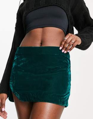 Free People Annalise Super Mini Skirt In Deep Teal-green