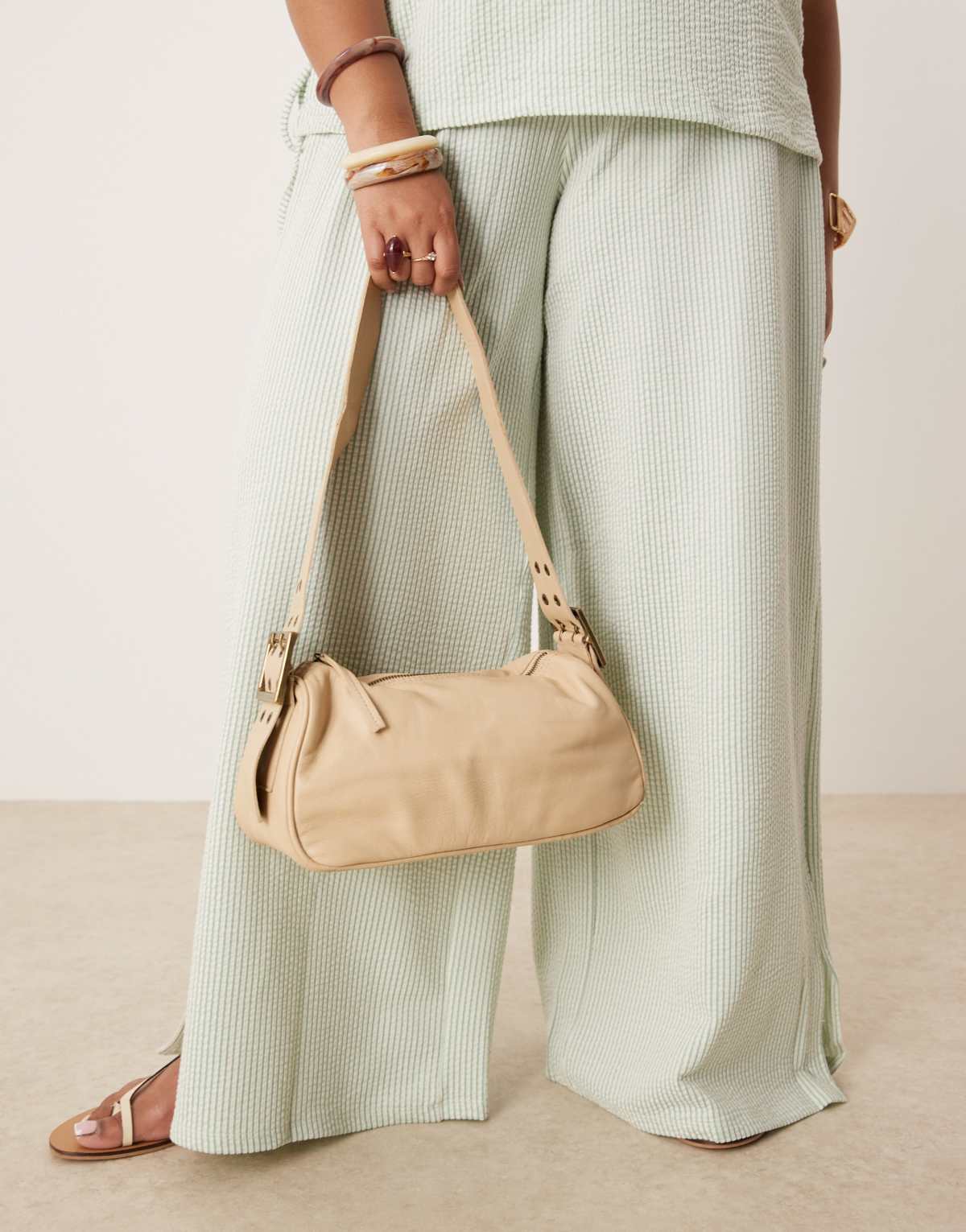Free People arm candy leather shoulder bag in sand