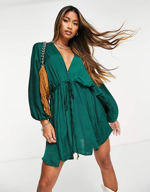 free people short dresses Shay Convertible Mini Dress super wide sleeves The Avenue Mini Dress |