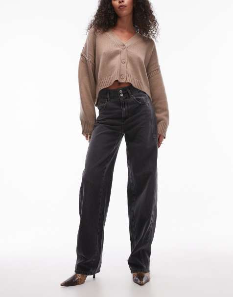 Free People – Aster – Ciemnoszare jeansy z prostymi nogawkami - view 1