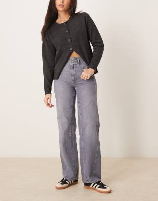 Free People - Aster - Jeans in Schiefergrau mit geradem Schnitt
