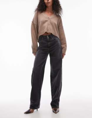Free People Aster Straight Leg Jeans In Asteroid Gray-black
