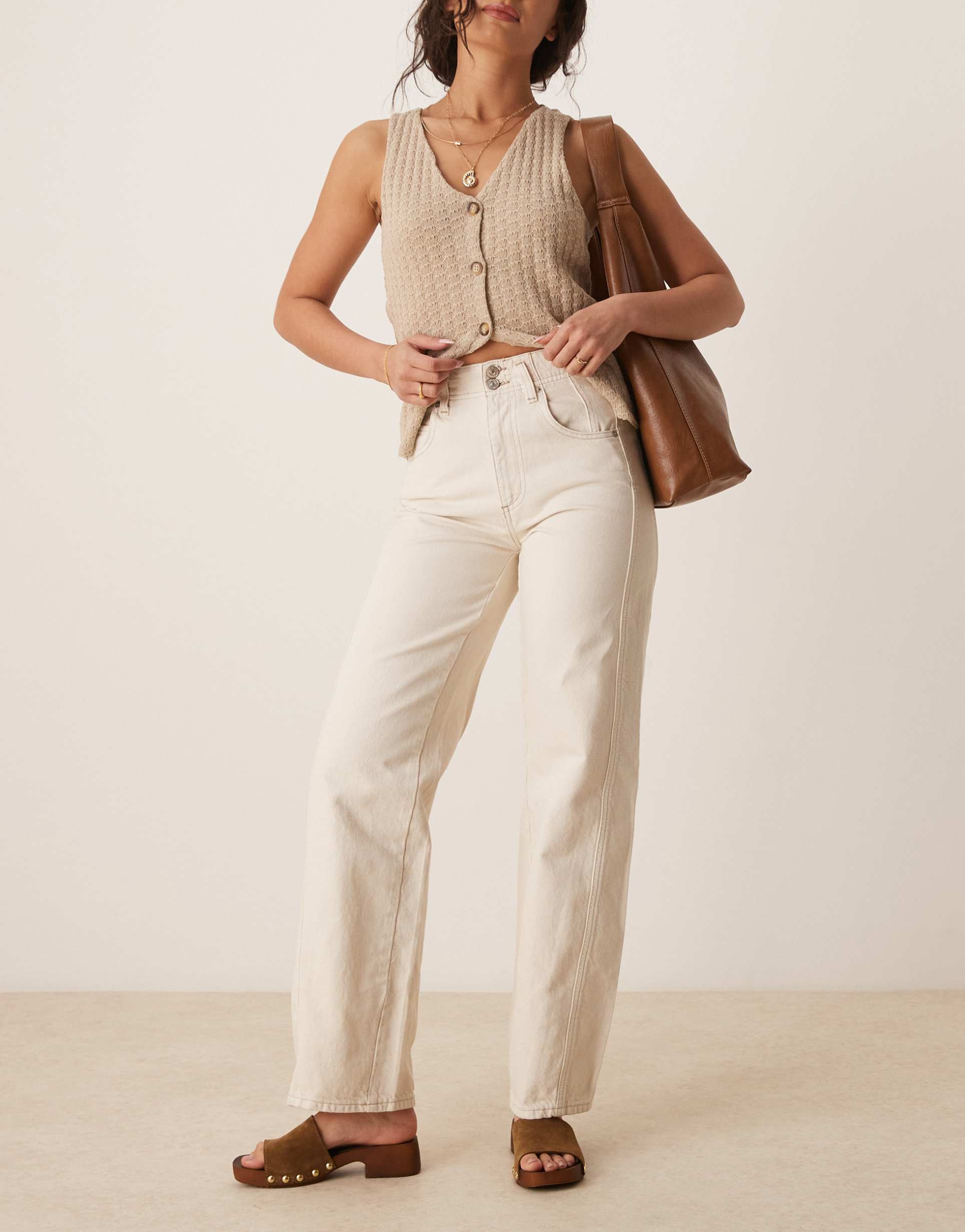 free people aster straight leg jeans in ecru