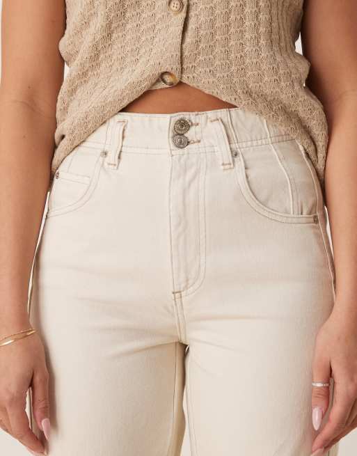 Free People aster straight leg jeans in ecru | ASOS