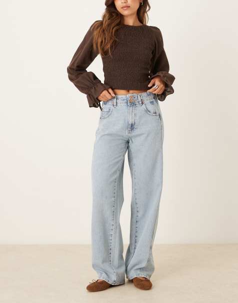 Free People aster straight leg jeans in light wash blue - view 1