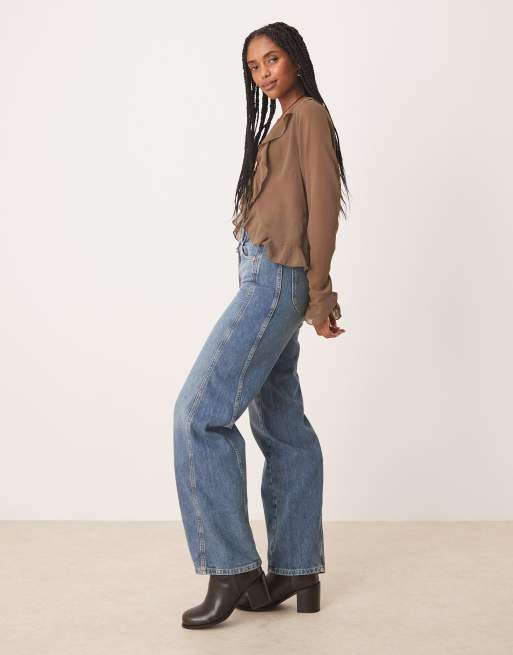 Free People Aster straight leg jeans in mid wash blue, 2 of 5