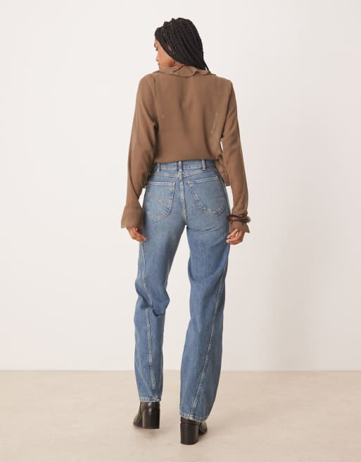Free People Aster straight leg jeans in mid wash blue, 3 of 5