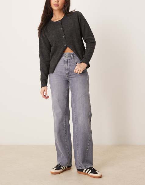 Free People – Aster – Łupkowoszare jeansy z prostymi nogawkami - view 1
