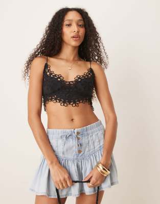 Free People Asteria Lacey Bralet In Black
