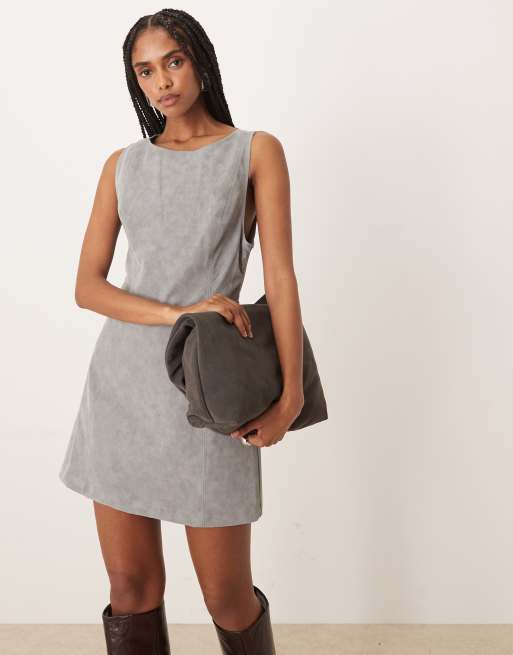 Free People atlas suede mini dress in wild dove grey, 2 of 4