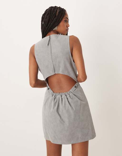 Free People atlas suede mini dress in wild dove grey, 4 of 4