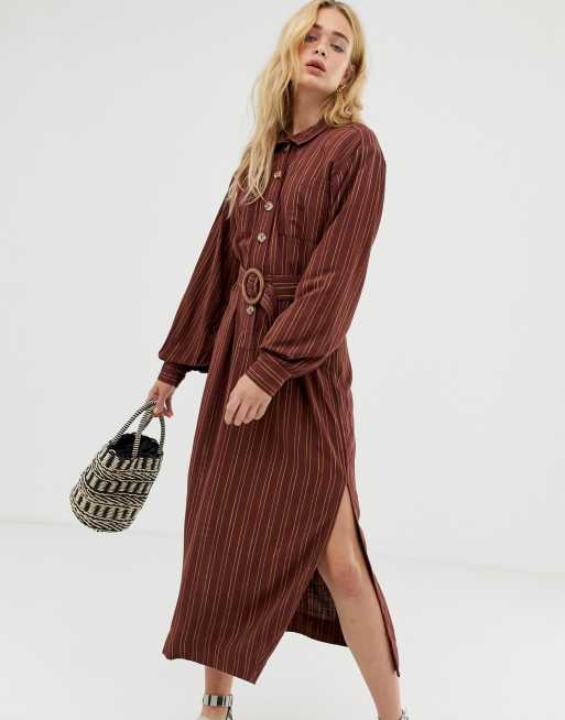 Free People Audrey stripe buttondown midi dress | ASOS