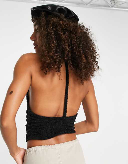 Black halter top store backless