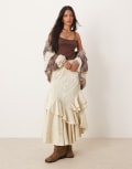 [Free People] Free People autumn maxi ruffle skirt in tea cookie-White 4 TEA COOKIE