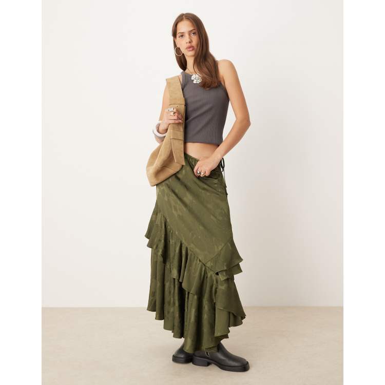 Free People Autumn Promenade maxi skirt in adventurer green | ASOS