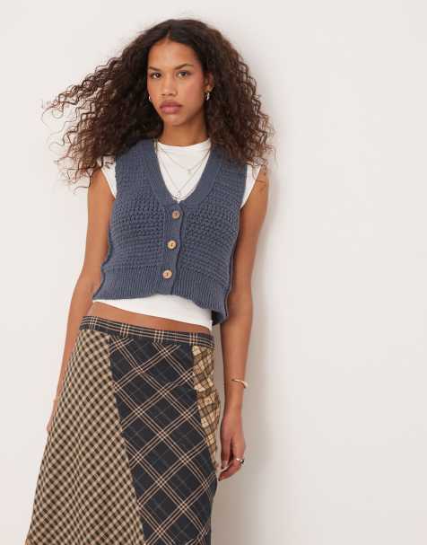 Free People ava knitted vest in vintage indigo - view 1