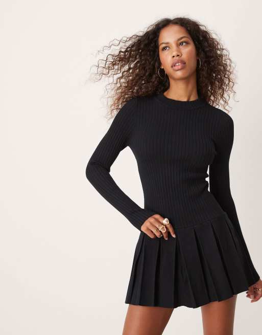 Free People backless knit mini dress in black