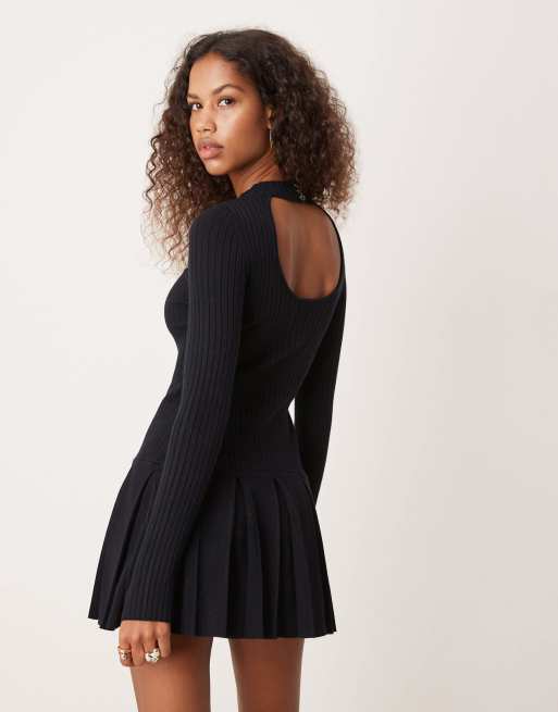 Free People backless knit mini dress in black