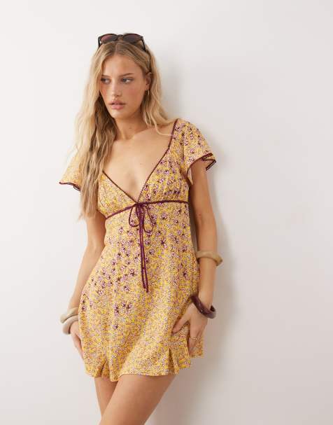 Free People backroads flippy mini dress in dandelion floral