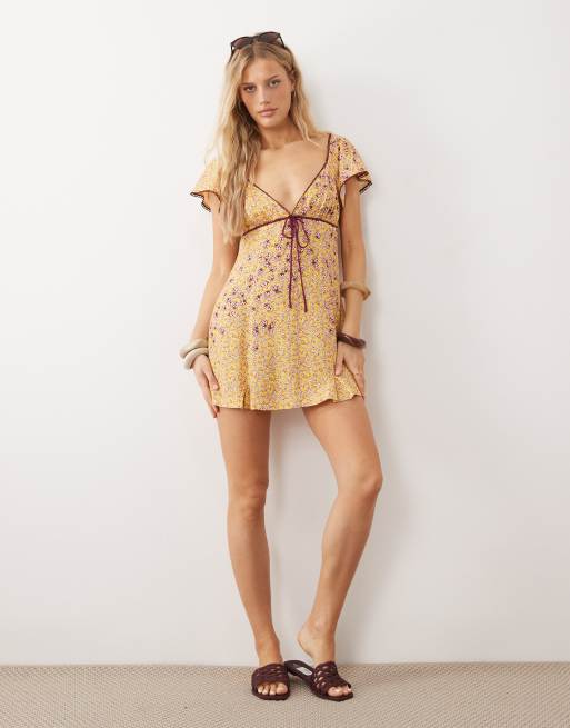 Free People backroads flippy mini dress in dandelion floral, 2 of 4