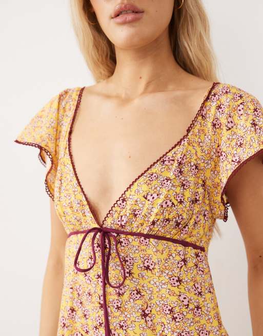 Free People backroads flippy mini dress in dandelion floral, 4 of 4