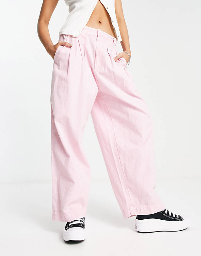 Free People - baggy fit linen trousers in bleached pink