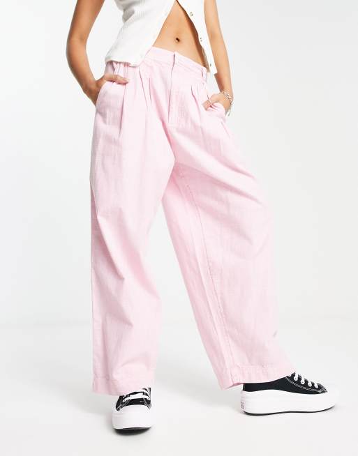 New Mix Trouser Fit Pants Womens S Pink Elastic Waist Stretch