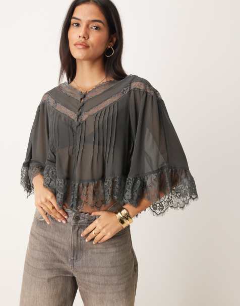 Free People bali lace blouse in black - view 1