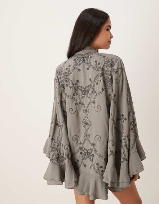 Free People bali september sun mini dress in silver grey | ASOS