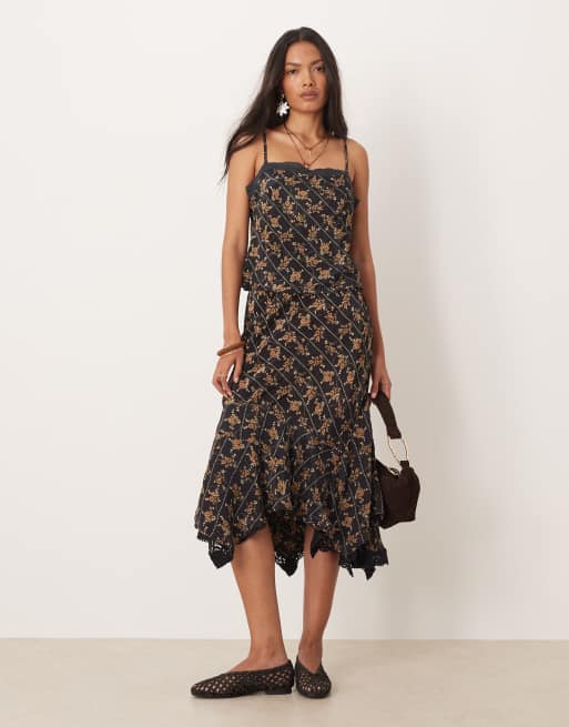 Free People Bali Sweet Escape skirt in black combo (part of a set)