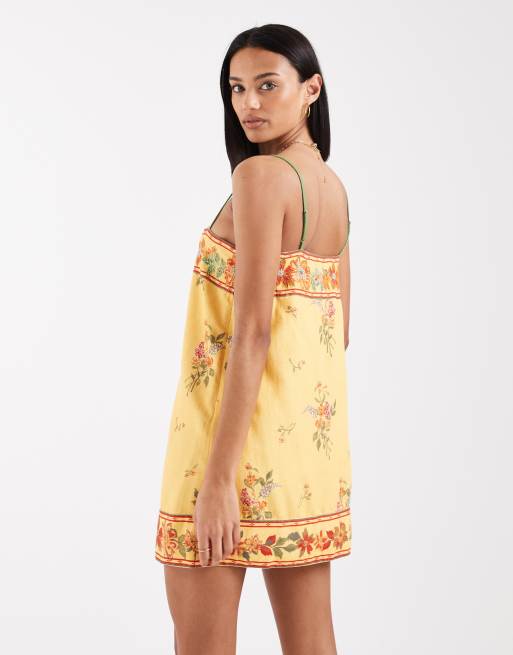 Free People - Bali Take You With Me - Vestito sottoveste corto giallo combo, 4 di 4