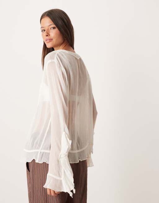 Bali Gathered Blouse - Eco Drape :: Ivory