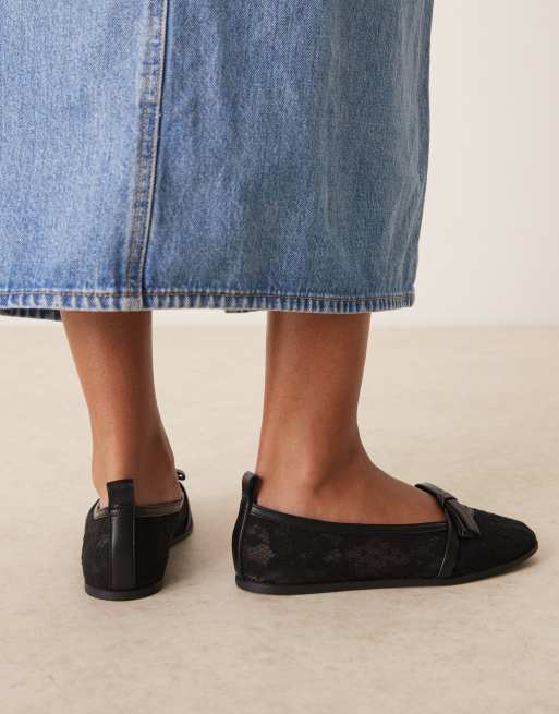 Free People - Ballerina's van kanten mesh in zwart, 3 van 4