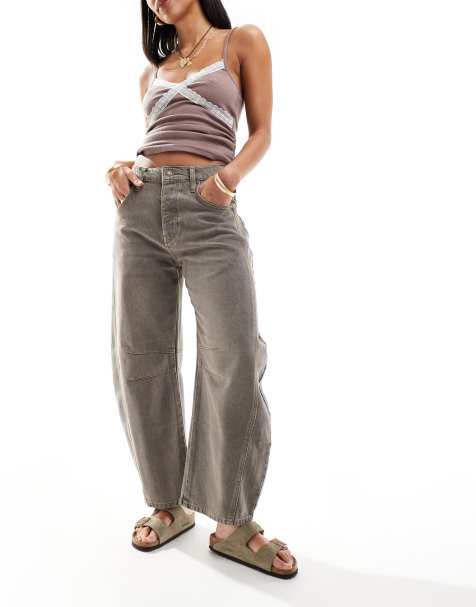 Free People barrel leg balloon jeans in vintage grey - view 1