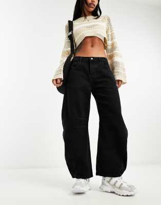 Free People Lotus Mid Rise Wide Leg Jeans In Smokeshow In Black