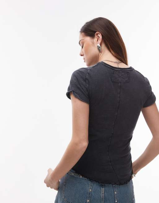 Free People be my baby fitted t-shirt in black, 4 of 4