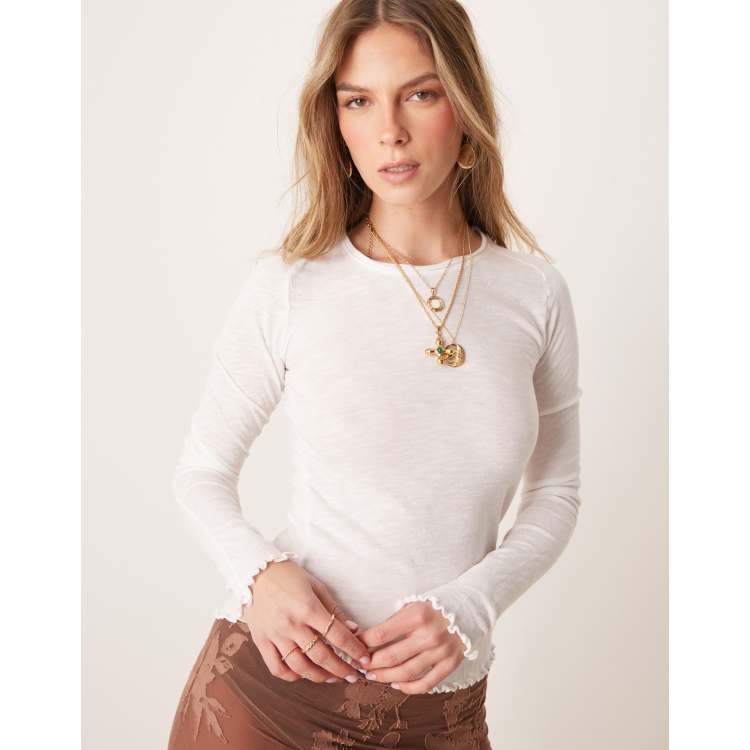 Free People be my baby long sleeve top in ivory | ASOS