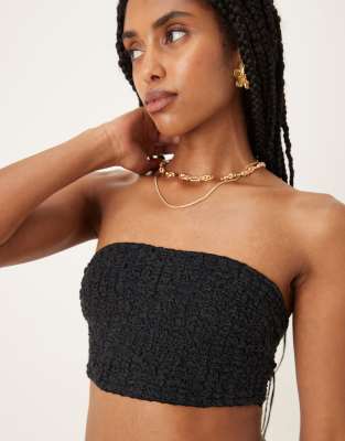 Free People Bea Textured Bandeau Top In Black