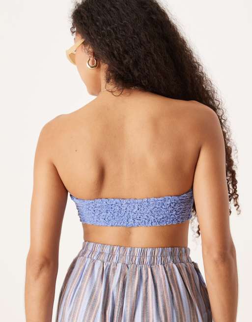 Free People bea textured bandeau top in blue, 4 of 4