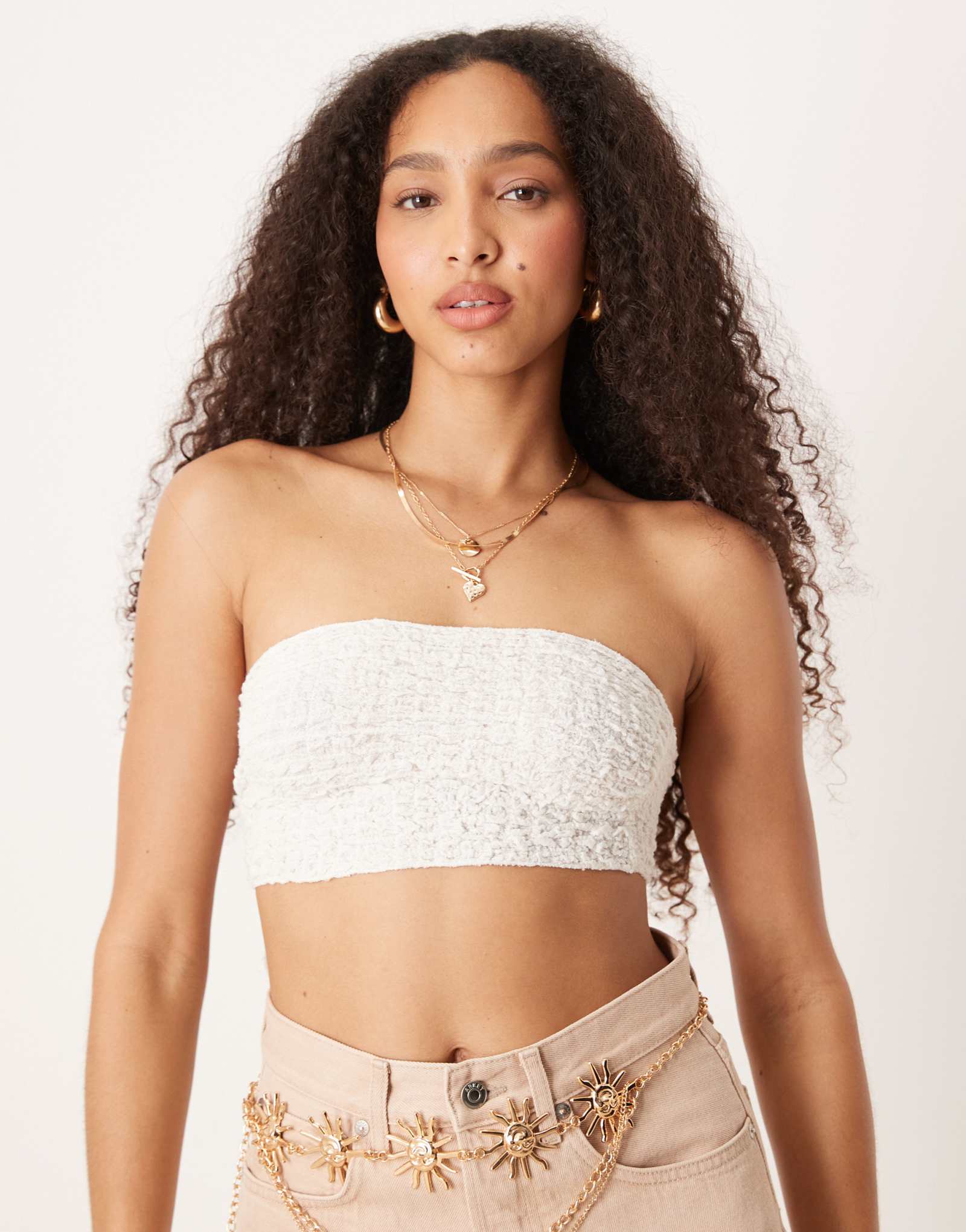 Топ-бандо Free People bea с текстурой слоновой кости