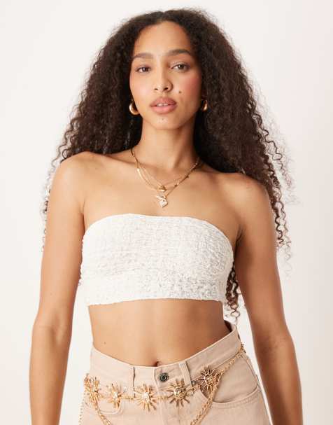 Free People bea textured bandeau top in ivory