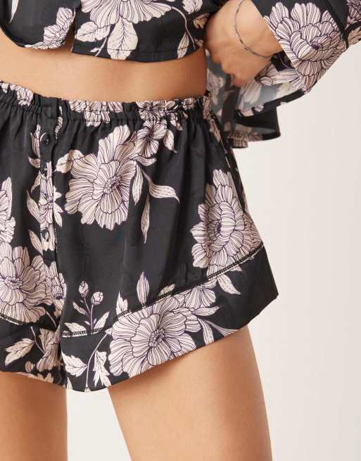 Free People beauty sleep pajama set in black lilac dusk combo, 4 of 4