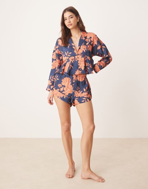 Free People beauty sleep pajama set in navy floral combo - view 1