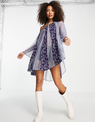 Free People because I love you floral smock dress in blue