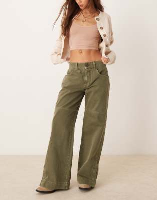 Free People benji relaxed wide leg trousers in green