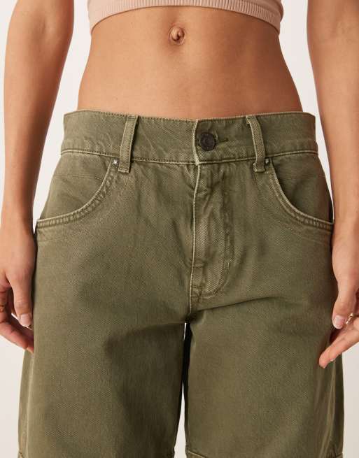 Free People benji relaxed wide leg trousers in green, 5 of 5